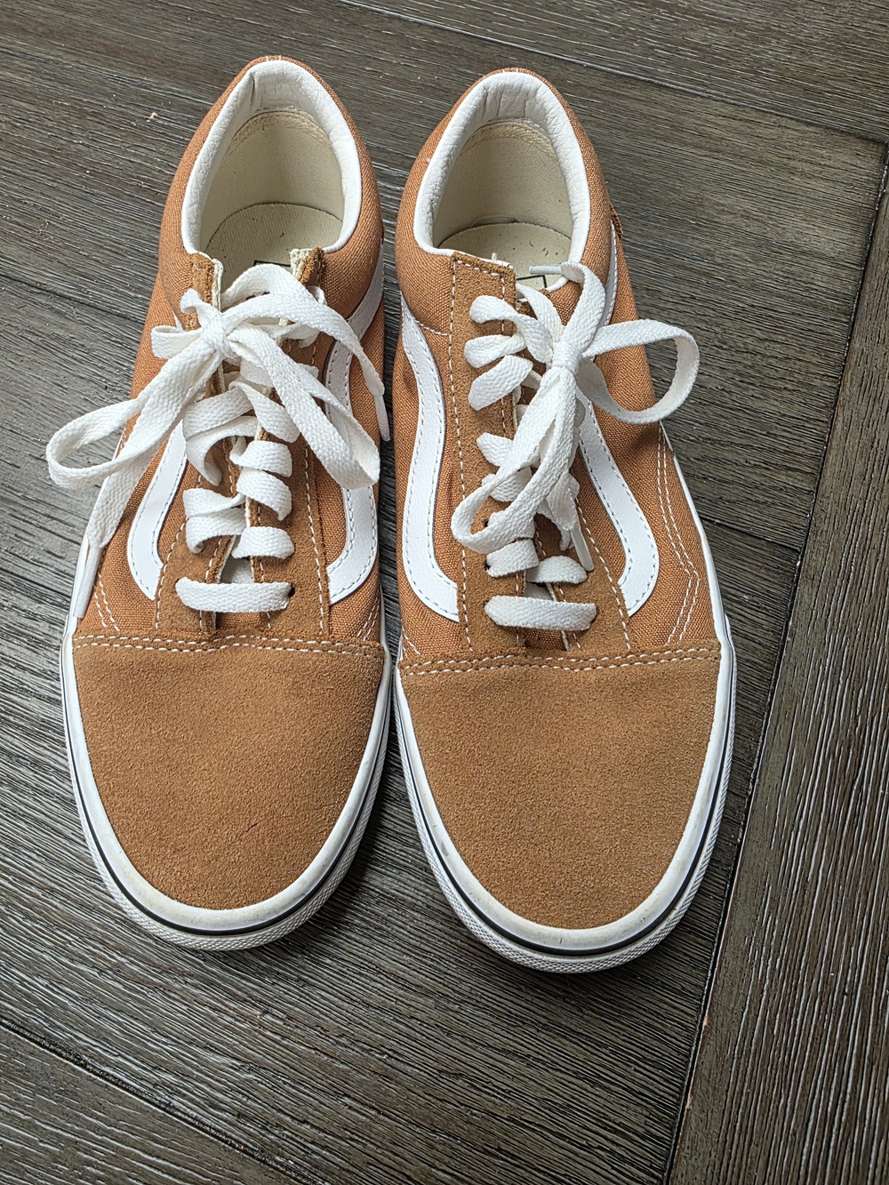 Vans Old Skool Suede Sneakers in Burnt Orange and White